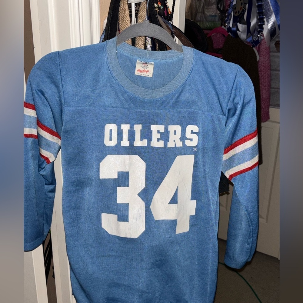 Rawlings - NFL - Sky Blue Oilers 34 - Football Jersey - Size: 14-16 Youth - Picture 4 of 5